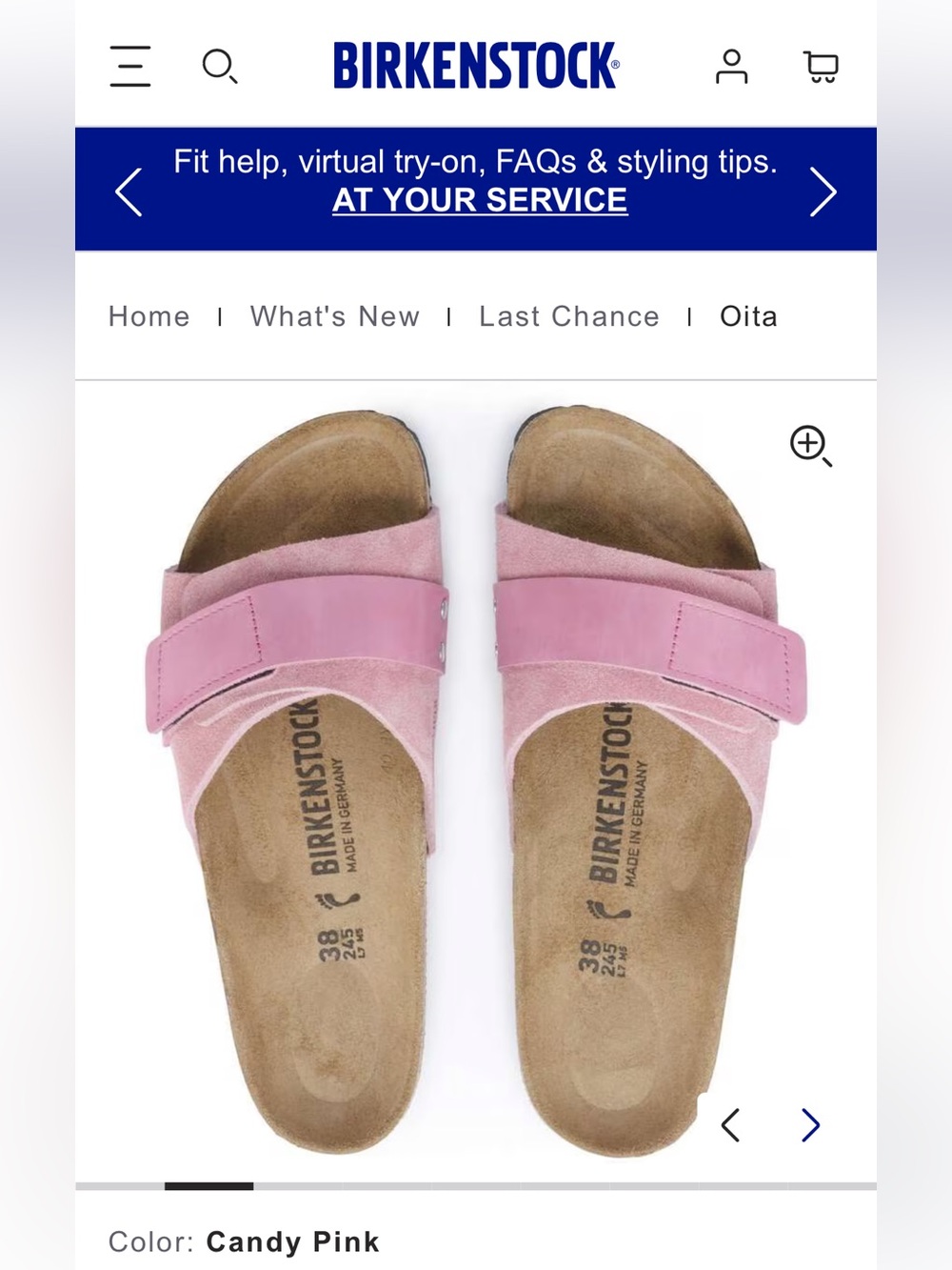 BIRKENSTOCK Oita Suede Leather Candy Pink Sandals Size 7/38 NWT